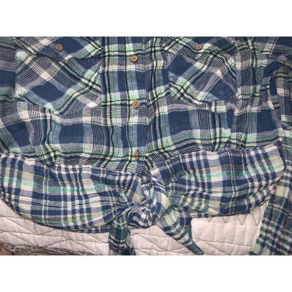 Free people first bloom tie front plaid shirt -SM - Picture 6 of 16